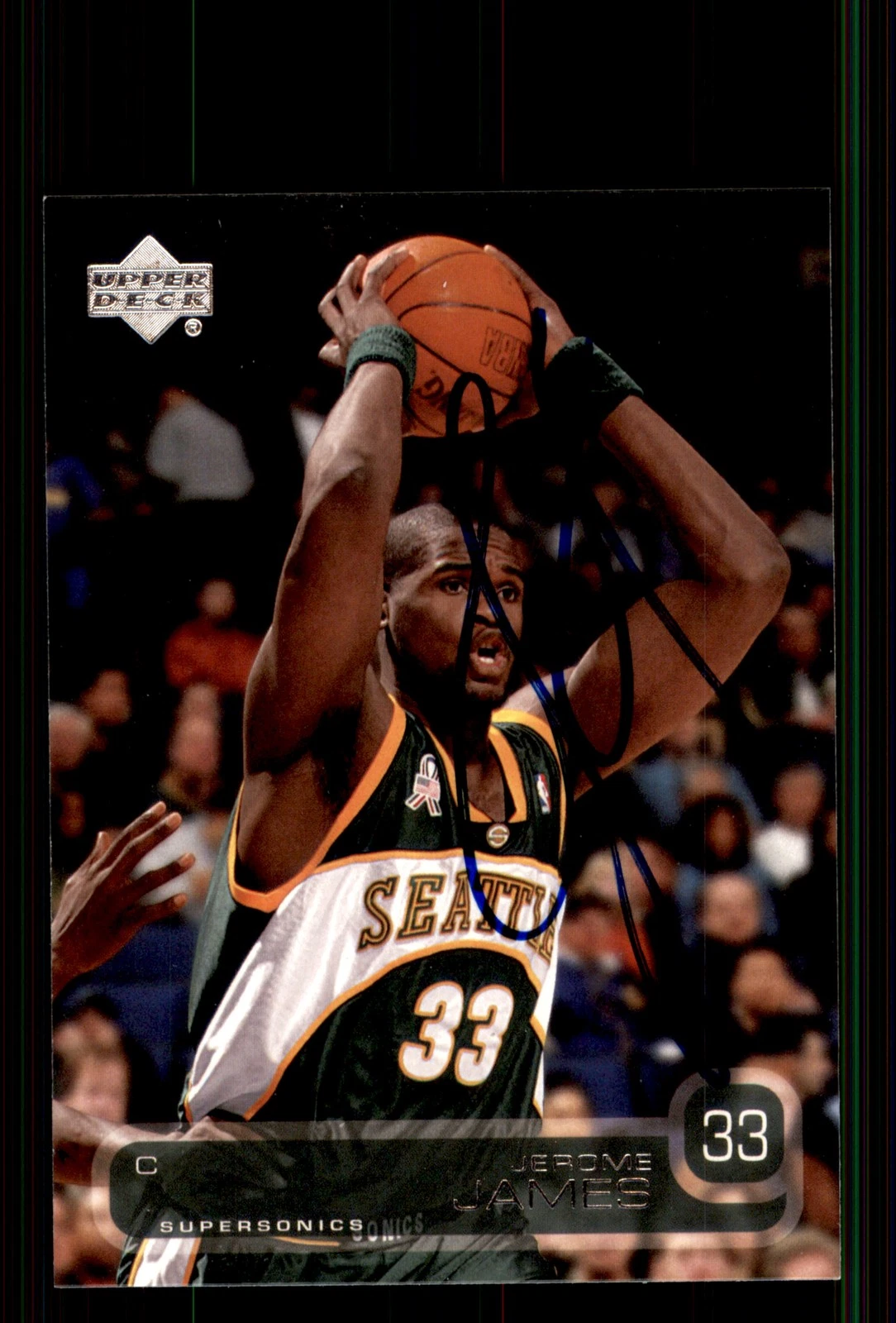 Signed Basketball Card Auto Jerome James 2002-03 Upper Deck #369 SuperSonics