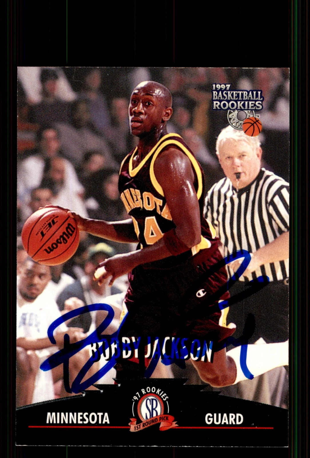 Signed Basketball Card Auto Bobby Jackson 1997 Score Board Rookies #34 Minnesota