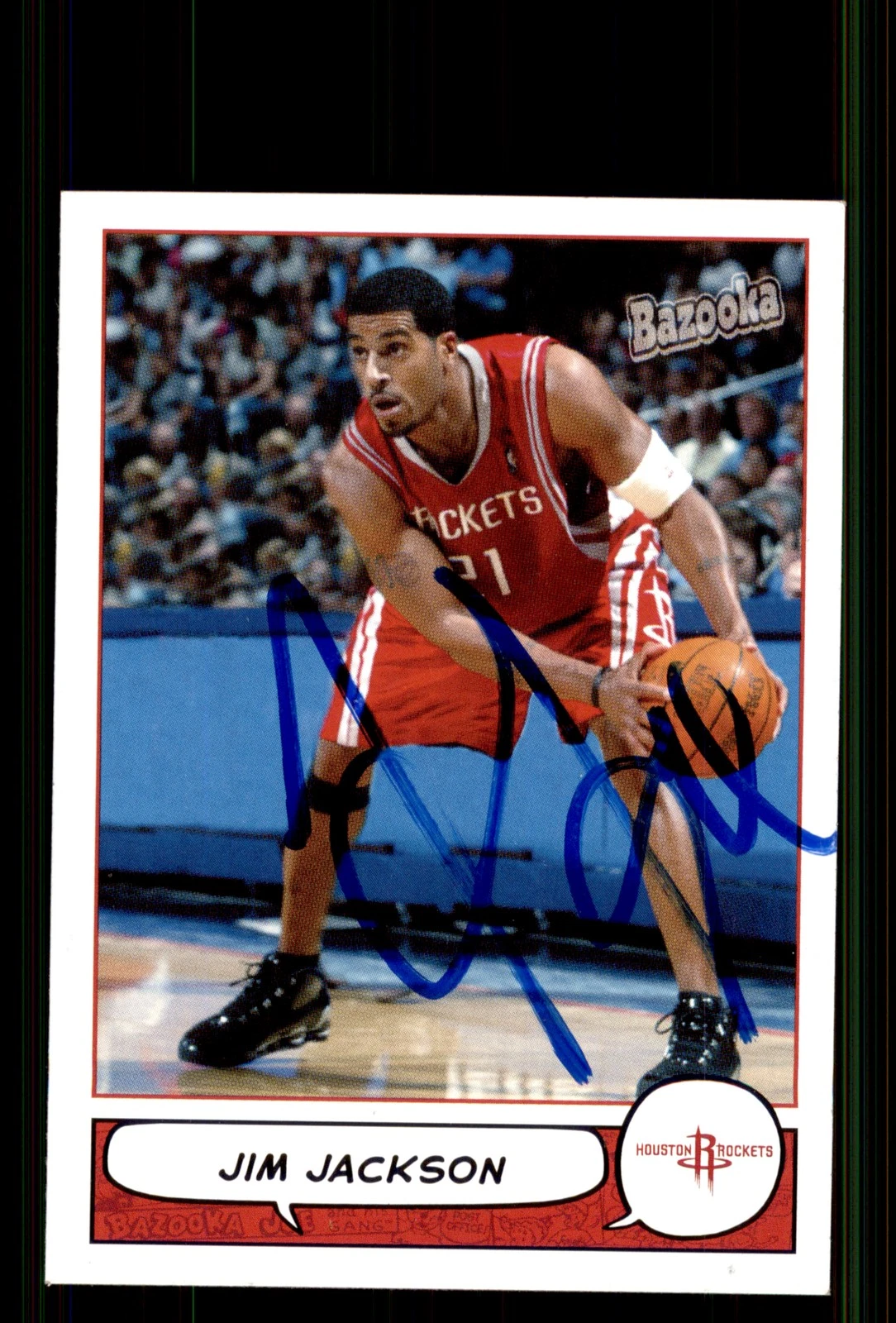 Signed Basketball Card Auto Jim Jackson 2004-05 Bazooka #126 Houston Rockets