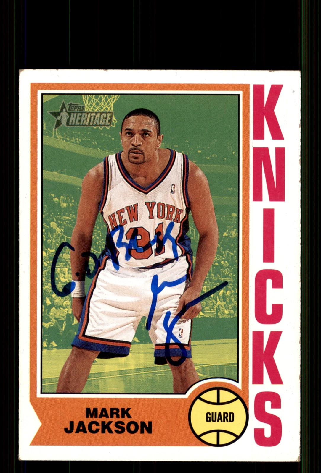 Signed Basketball Card Auto Mark Jackson 2001-02 Topps Heritage #175 Knicks