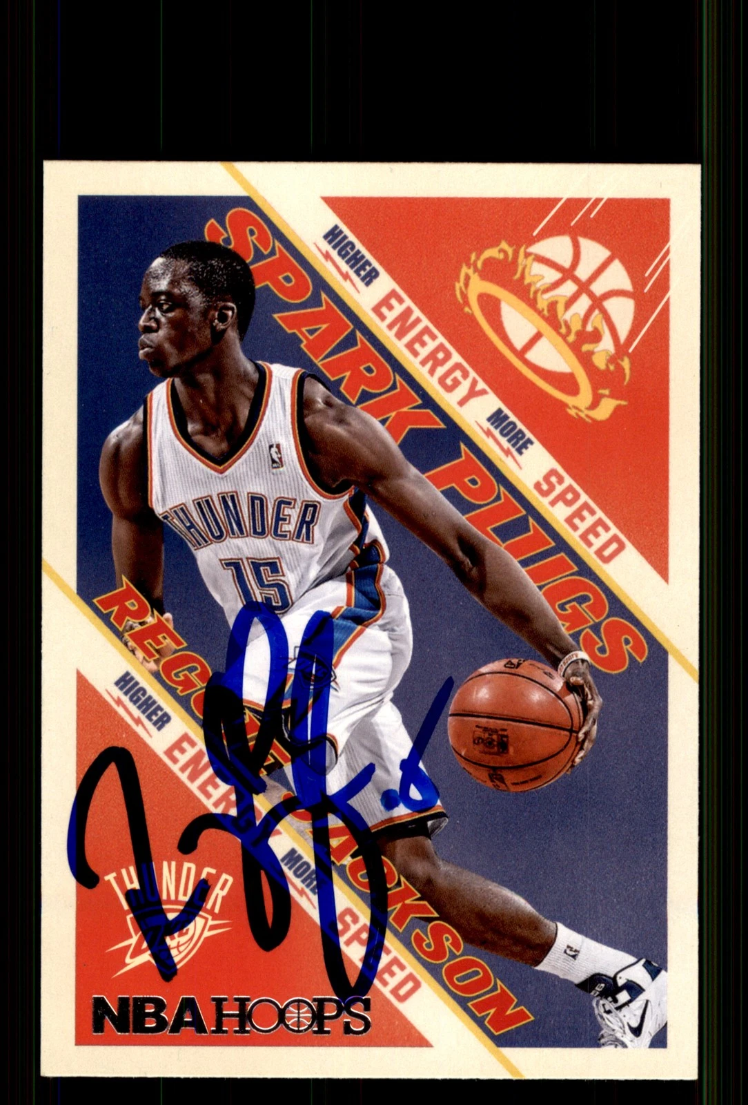 Signed Basketball Card Auto Reggie Jackson 2013-14 Hoops #17 Thunder