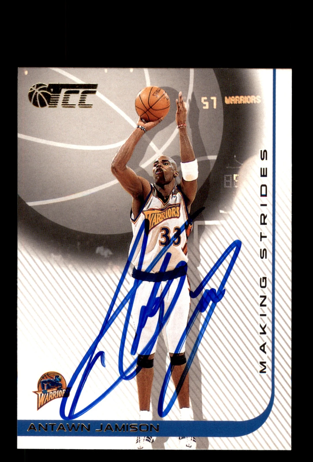 Signed Basketball Card Auto Antawn Jamison 2001-02 Topps TCC #33 Warriors