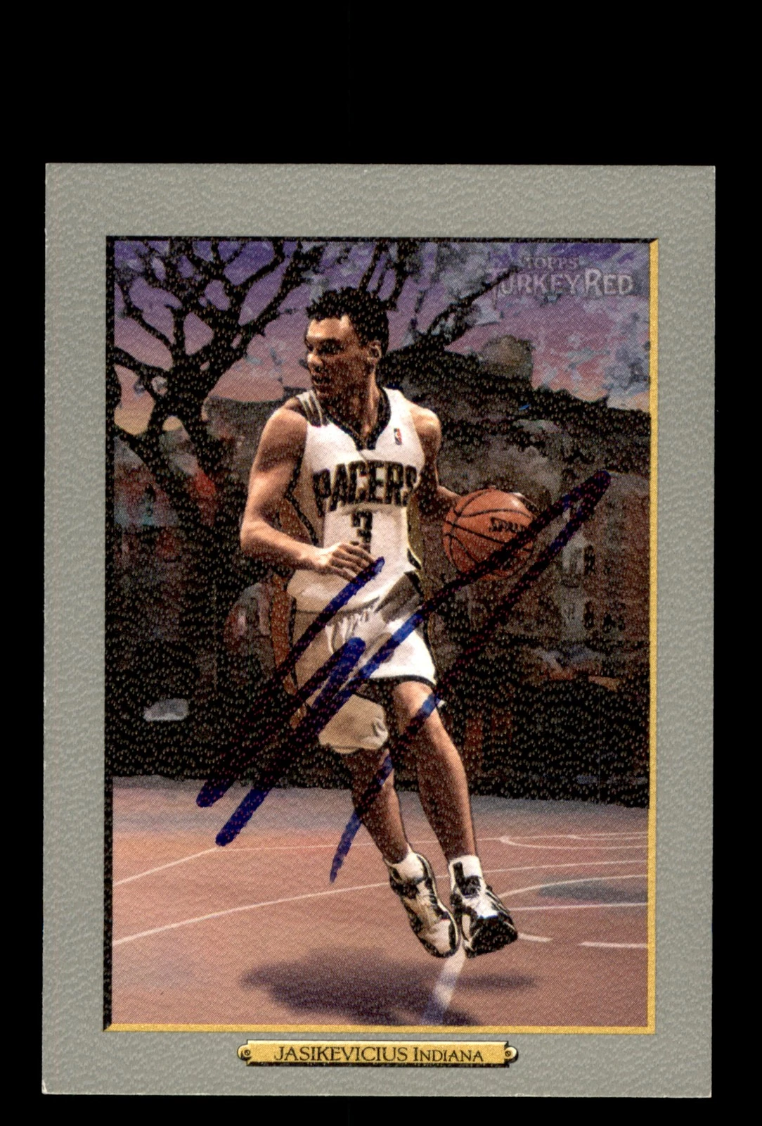 Signed Basketball Card Auto Sarunas Jasikevicius 2006-07 Topps Turkey Red #38