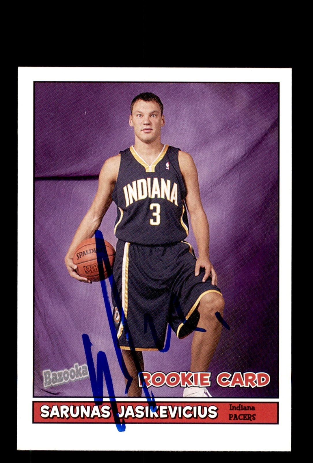 Signed Basketball Card Auto Sarunas Jasikevicius 2005-06 Bazooka #186 Pacers