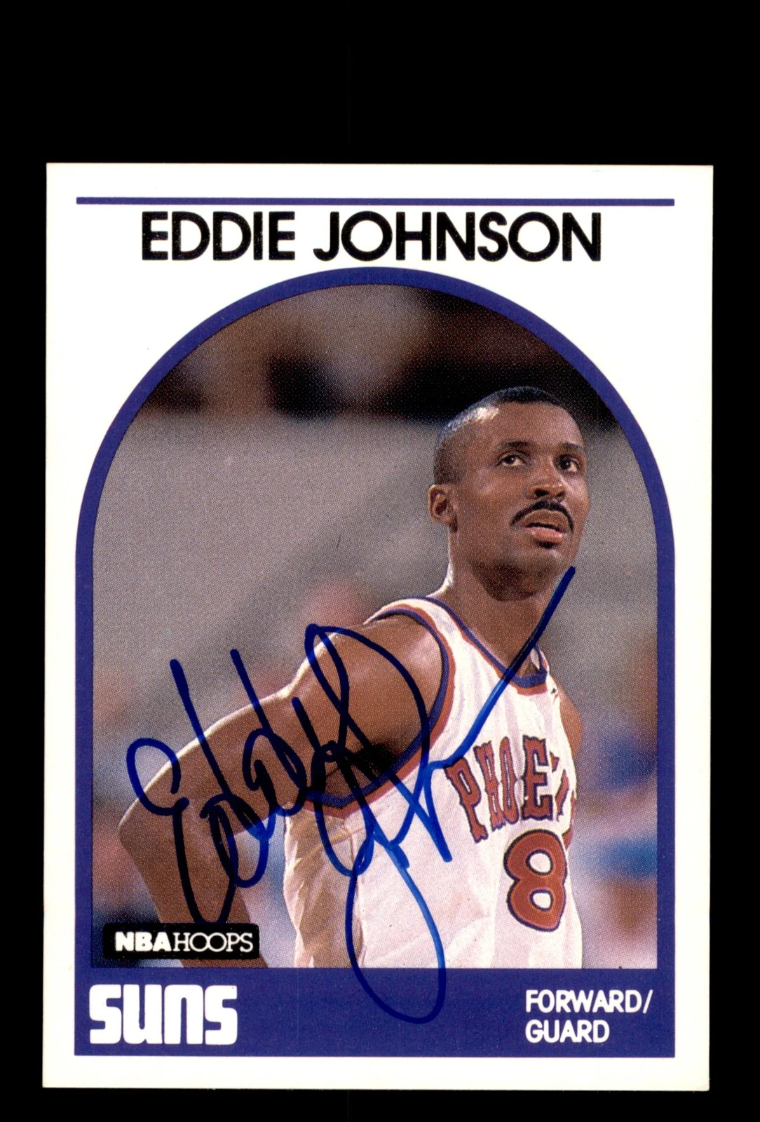 Signed Basketball Card Auto Eddie Johnson 1989-90 Hoops #195 Phoenix Suns