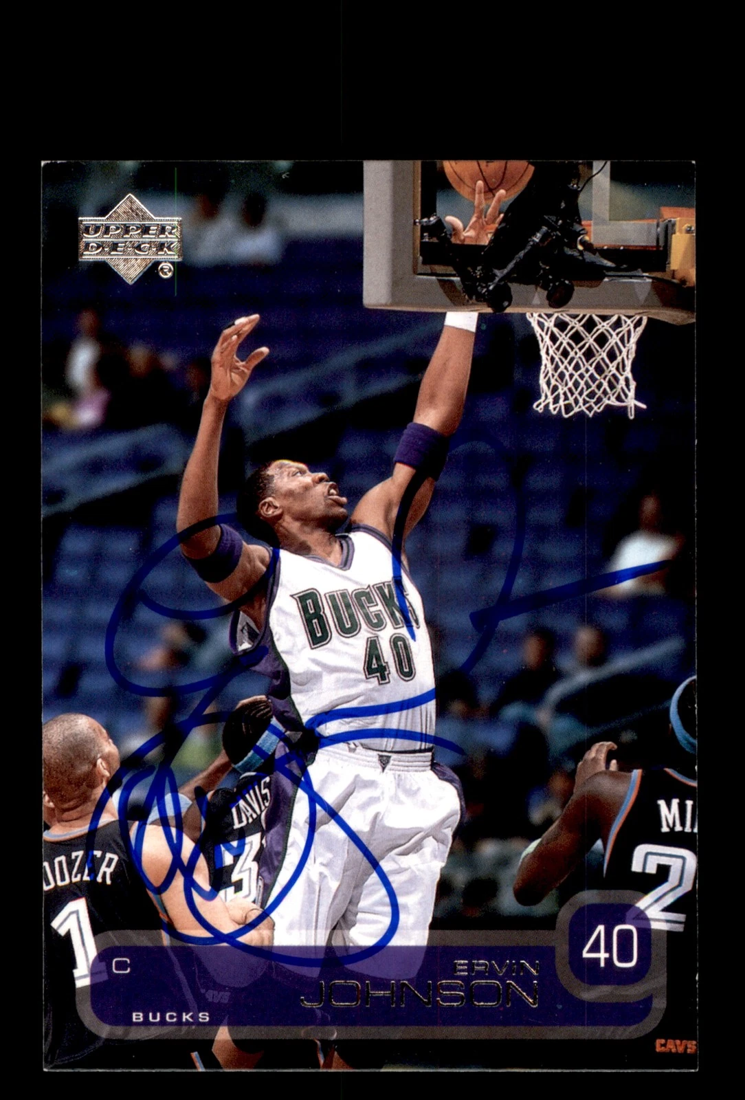 Signed Basketball Card Auto Ervin Johnson 2002-03 Upper Deck #301 Bucks