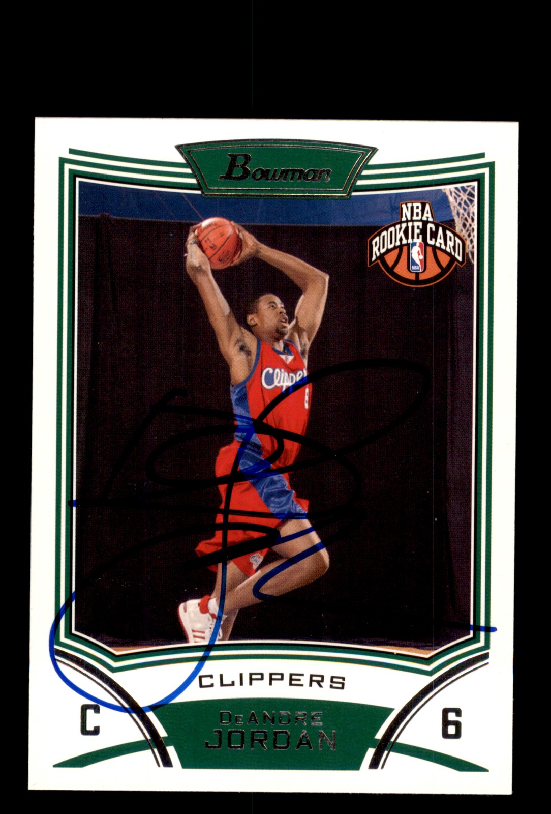 Signed Basketball Card Auto DeAndre Jordan 2008-09 Bowman #139 Clippers