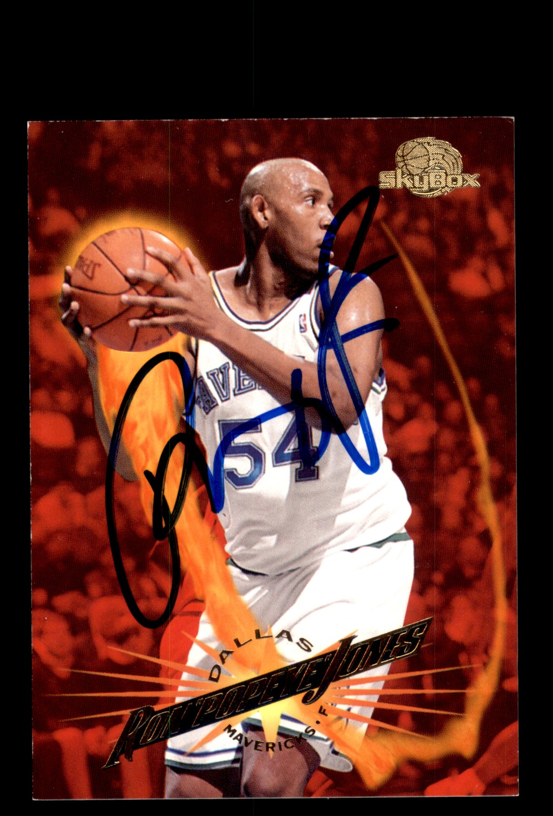 Signed Basketball Card Auto Popeye Jones 1995-96 SkyBox Premium #26