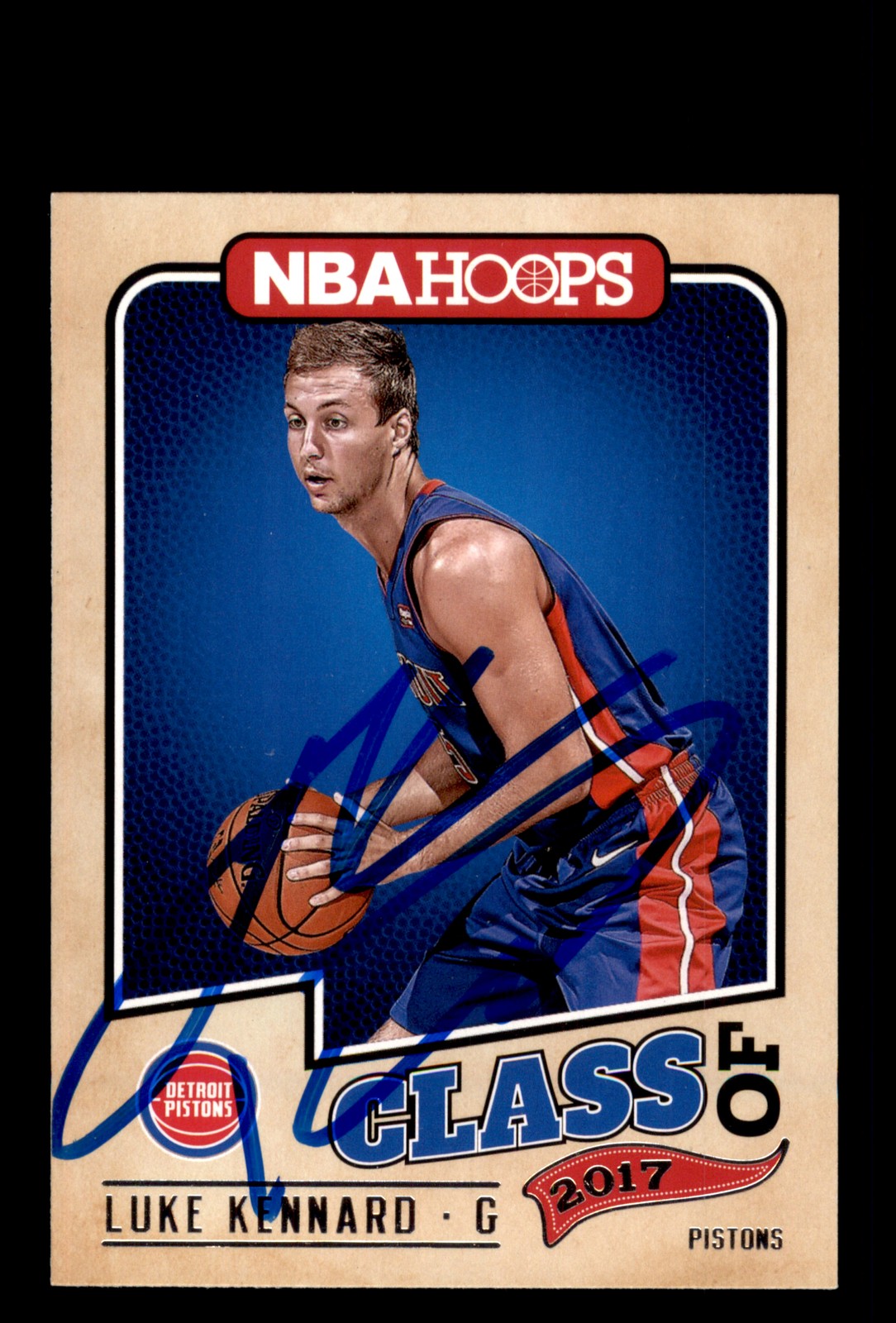 Signed Basketball Card Auto Luke Kennard 2017-18 Hoops #12 Detroit Pistons