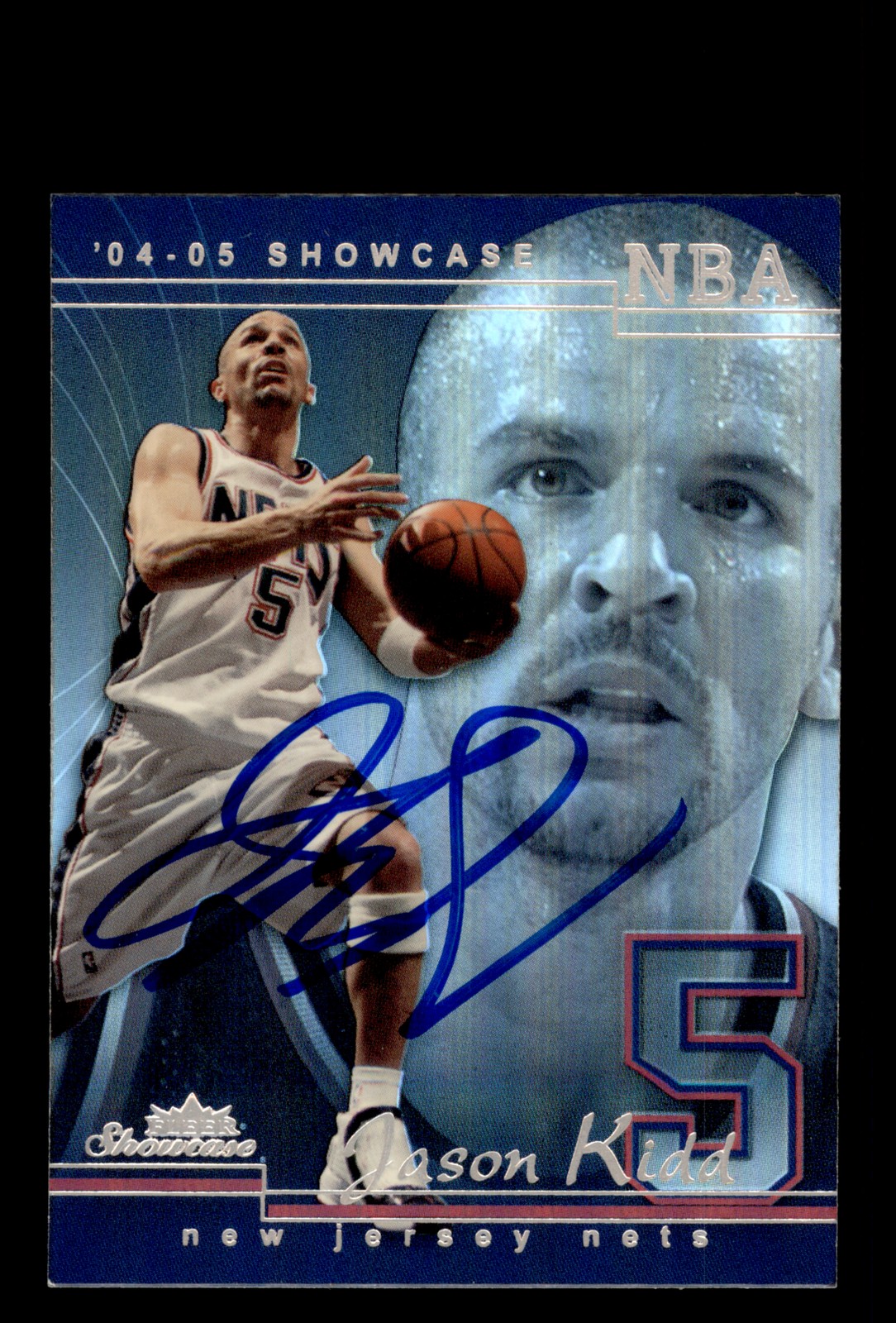 Signed Basketball Card Auto Jason Kidd 2004-05 Fleer Showcase #42 Nets