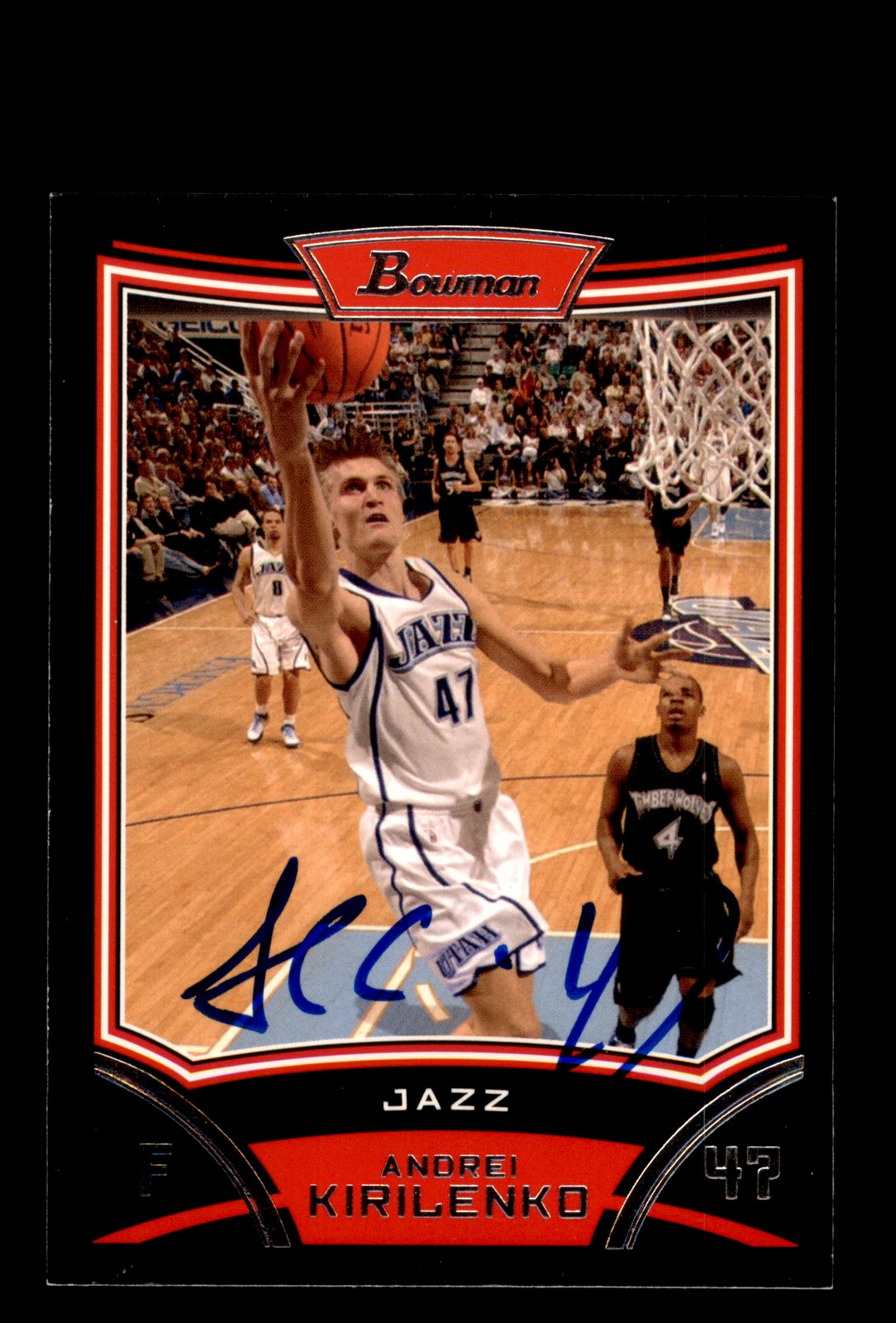 Signed Basketball Card Auto Andrei Kirilenko 2008-09 Bowman #47 Utah Jazz