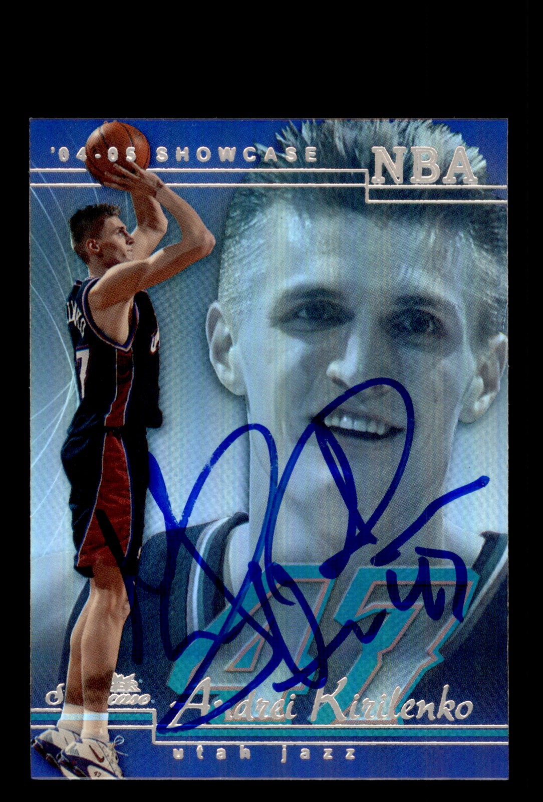 Signed Basketball Card Auto Andrei Kirilenko 2004-05 Fleer Showcase #31 Jazz