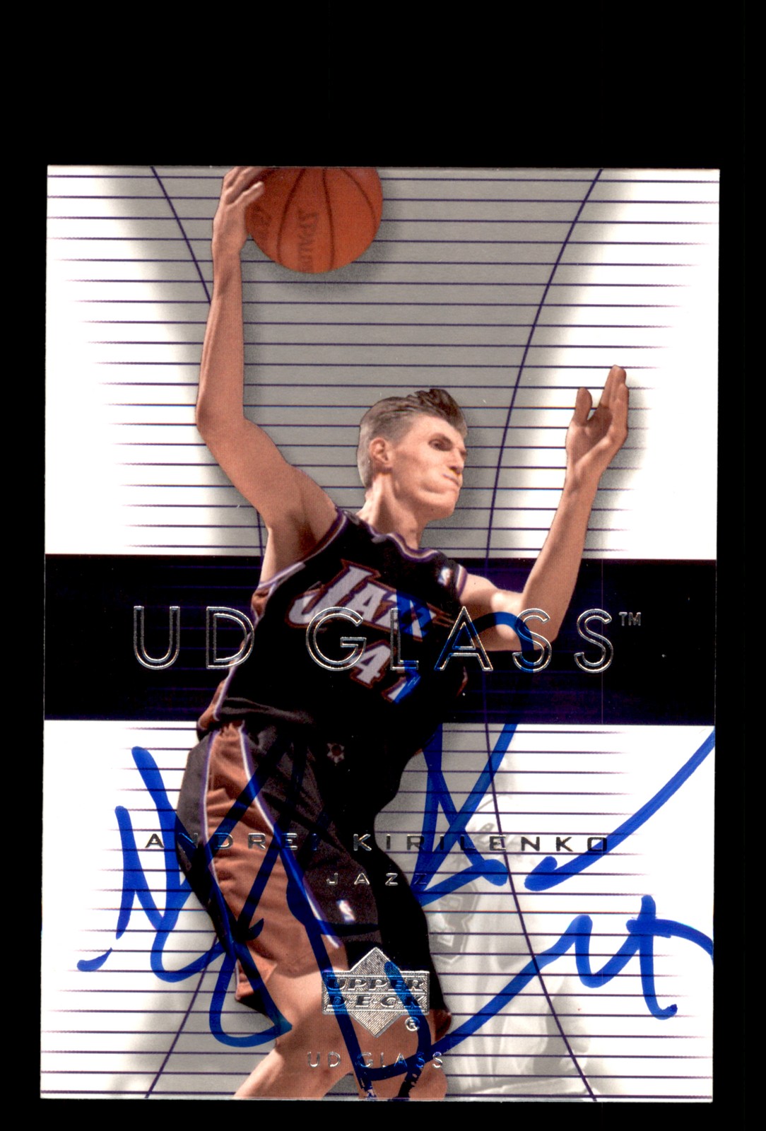 Signed Basketball Card Auto Andrei Kirilenko 2003-04 UD Glass #57 Utah Jazz