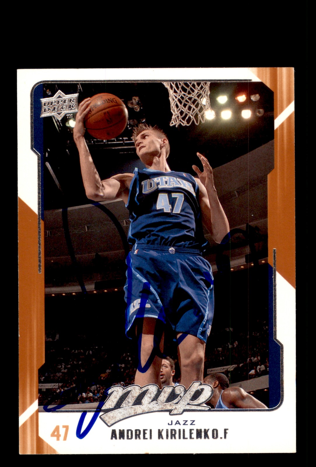 Signed Basketball Card Auto Andrei Kirilenko 2008-09 Upper Deck MVP #162 Jazz