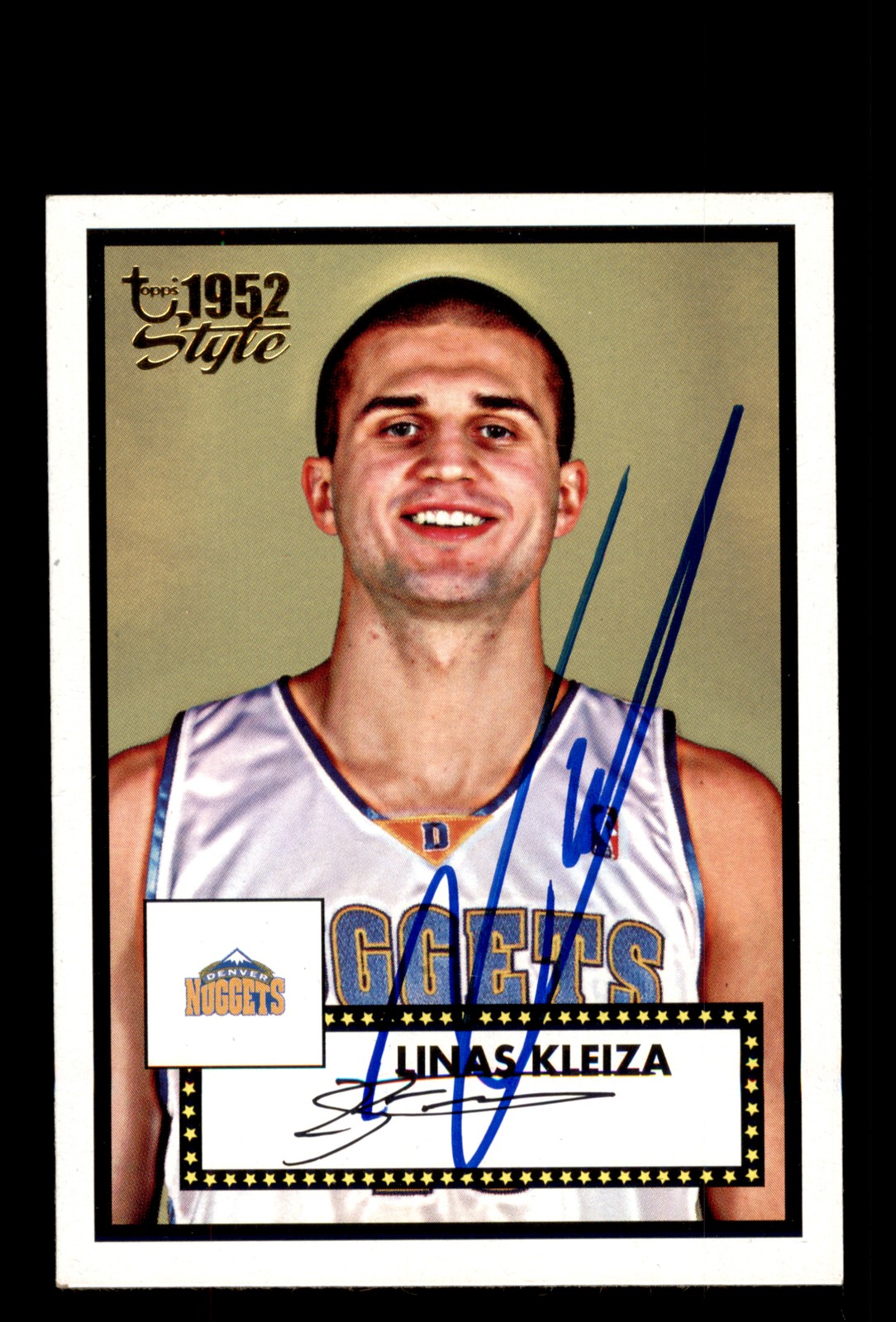 Signed Basketball Card Auto Linas Kleiza 2005-06 Topps 1952 Style #137 Nuggets