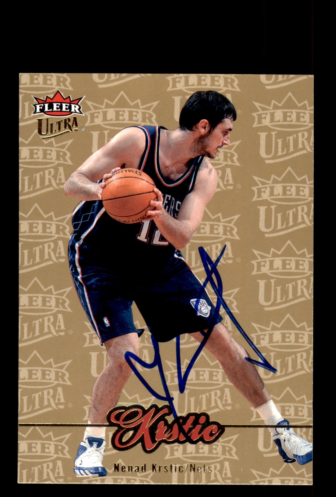 Signed Basketball Card Auto Nenad Krstic 2007-08 Ultra #115 Nets Gold