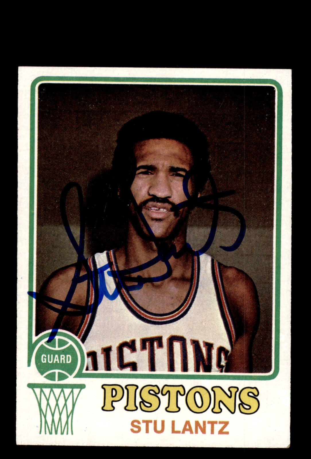Signed Basketball Card Auto Stu Lantz 1973-74 Topps #96 Detroit Pistons