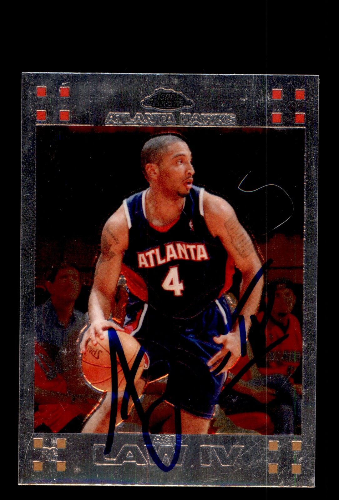 Signed Basketball Card Auto Acie Law IV 2007-08 Topps Chrome #144 Atlanta Hawks