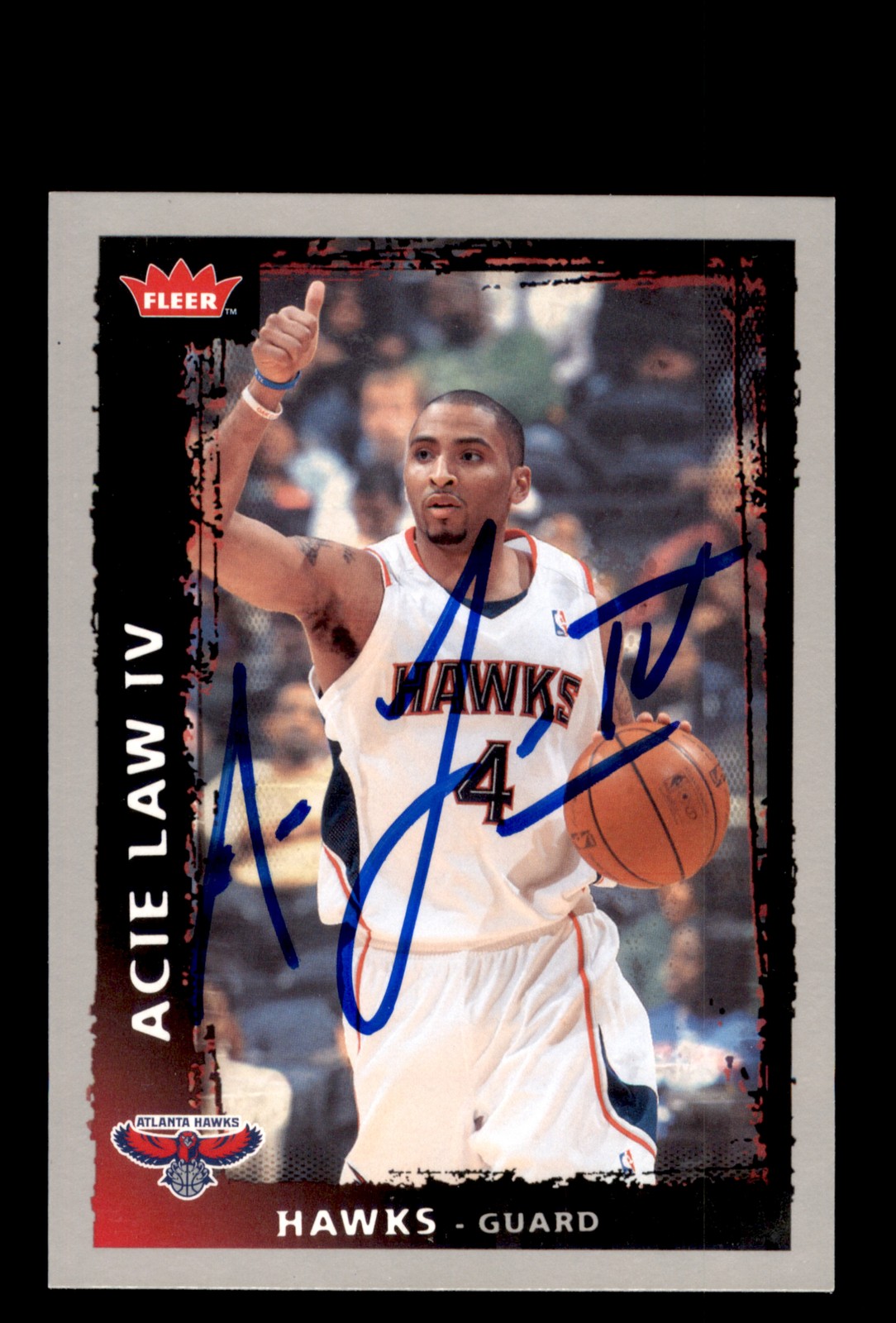 Signed Basketball Card Auto Acie Law IV 2008-09 Fleer #55 Hawks
