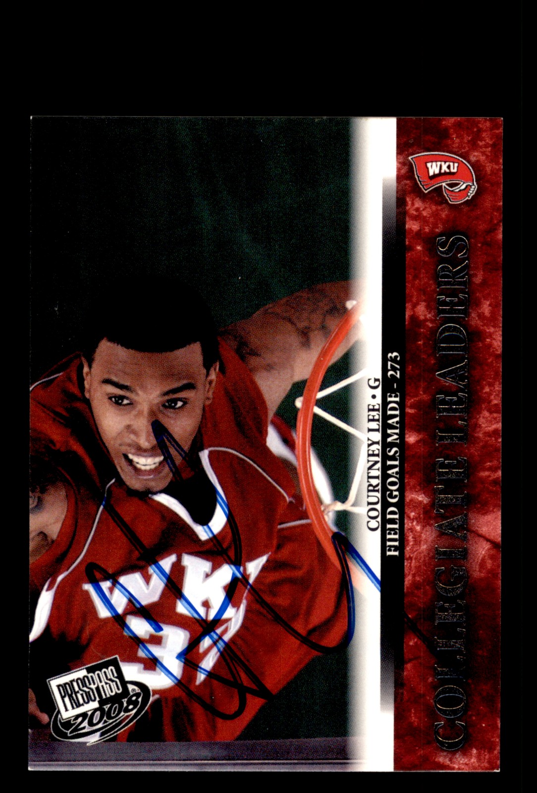 Signed Basketball Card Auto Courtney Lee 2008 Press Pass #43 Western Kentucky