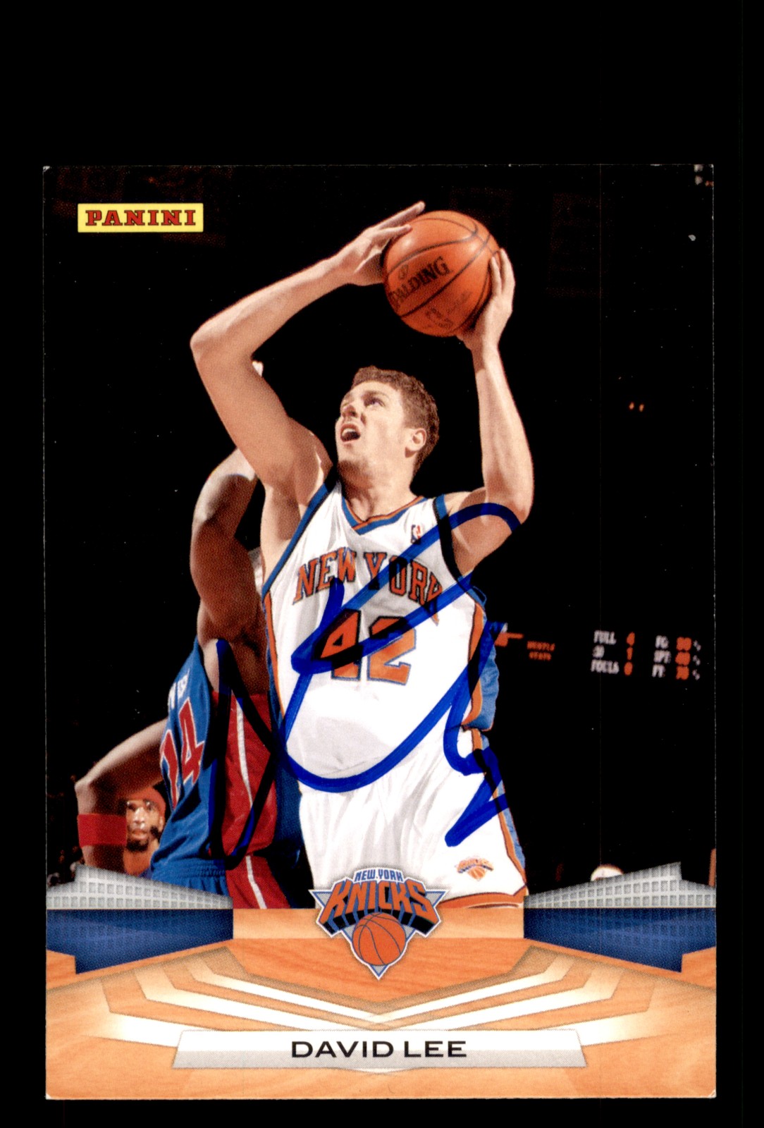 Signed Basketball Card Auto David Lee 2009-10 Panini #27 New York Knicks