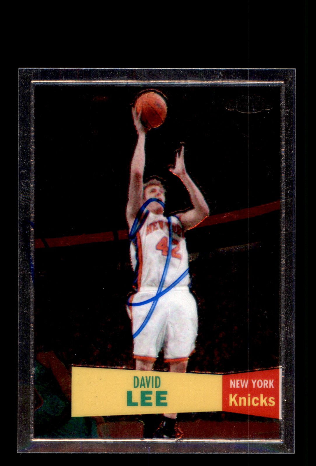 Signed Basketball Card Auto David Lee 2007-08 Topps Chrome #42 New York Knicks