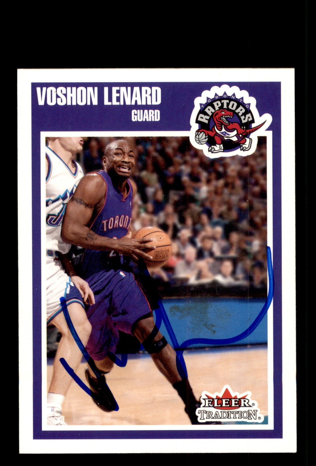 Signed Basketball Card Auto Voshon Lenard 2002-03 Fleer Tradition #151 Raptors