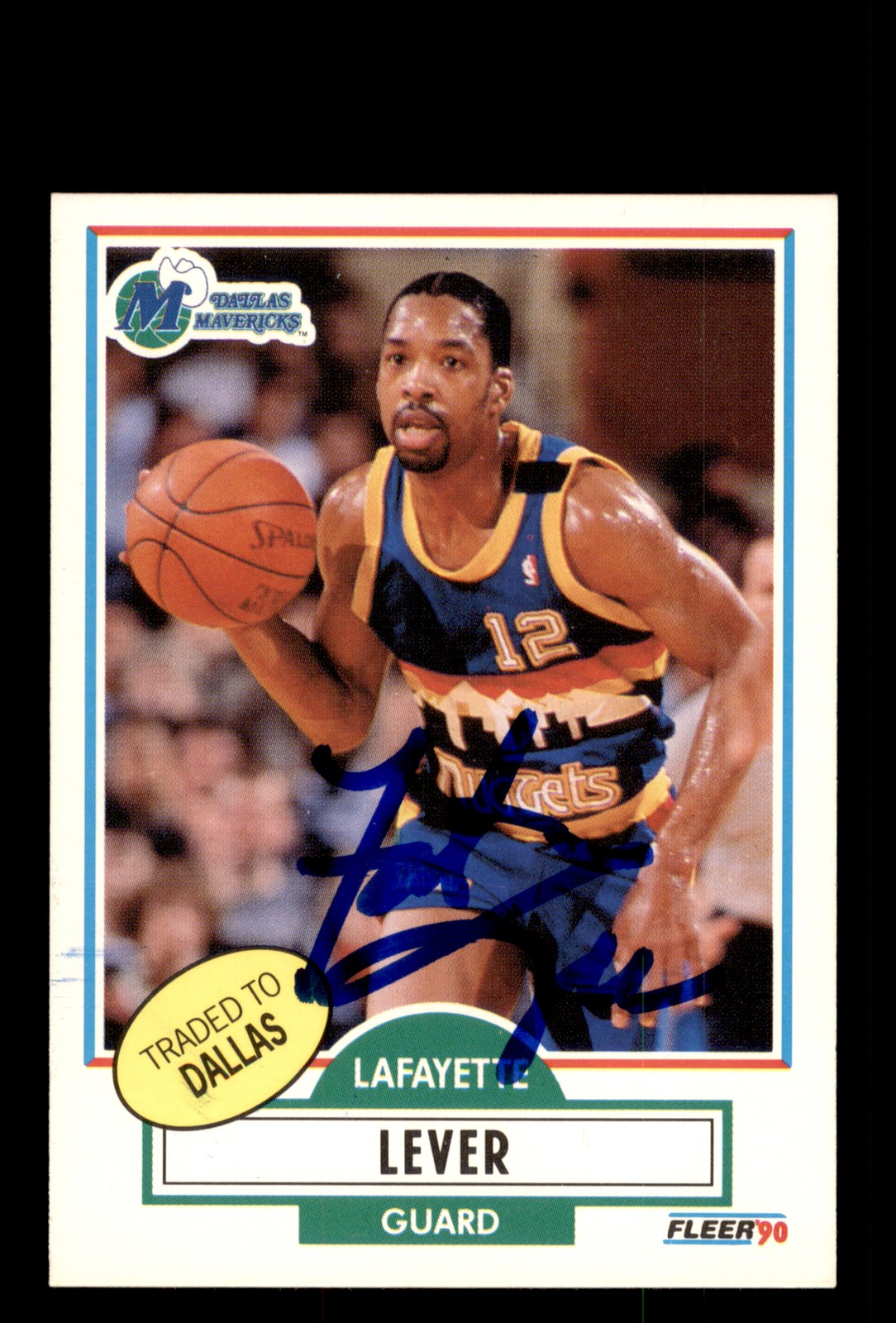 Signed Basketball Card Auto Lafayette Lever 1990-91 Fleer #50 Dallas Mavericks
