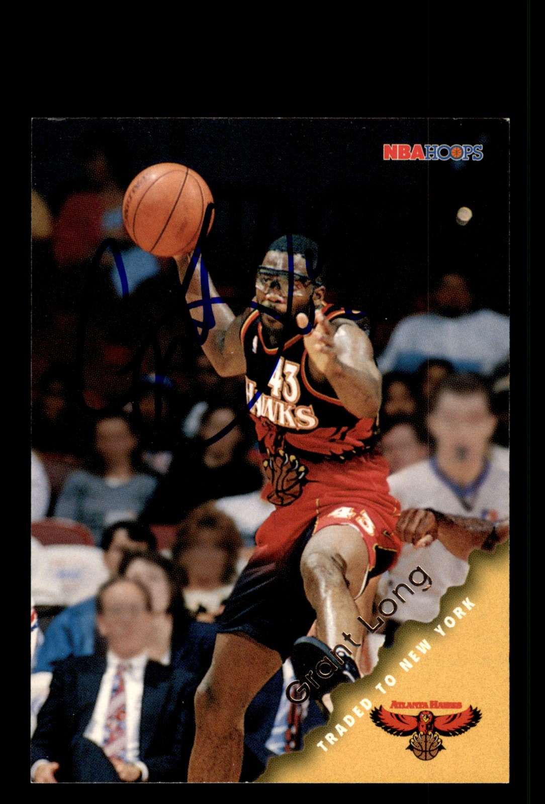 Signed Basketball Card Auto Grant Long 1996-97 Hoops #5 Atlanta Hawks