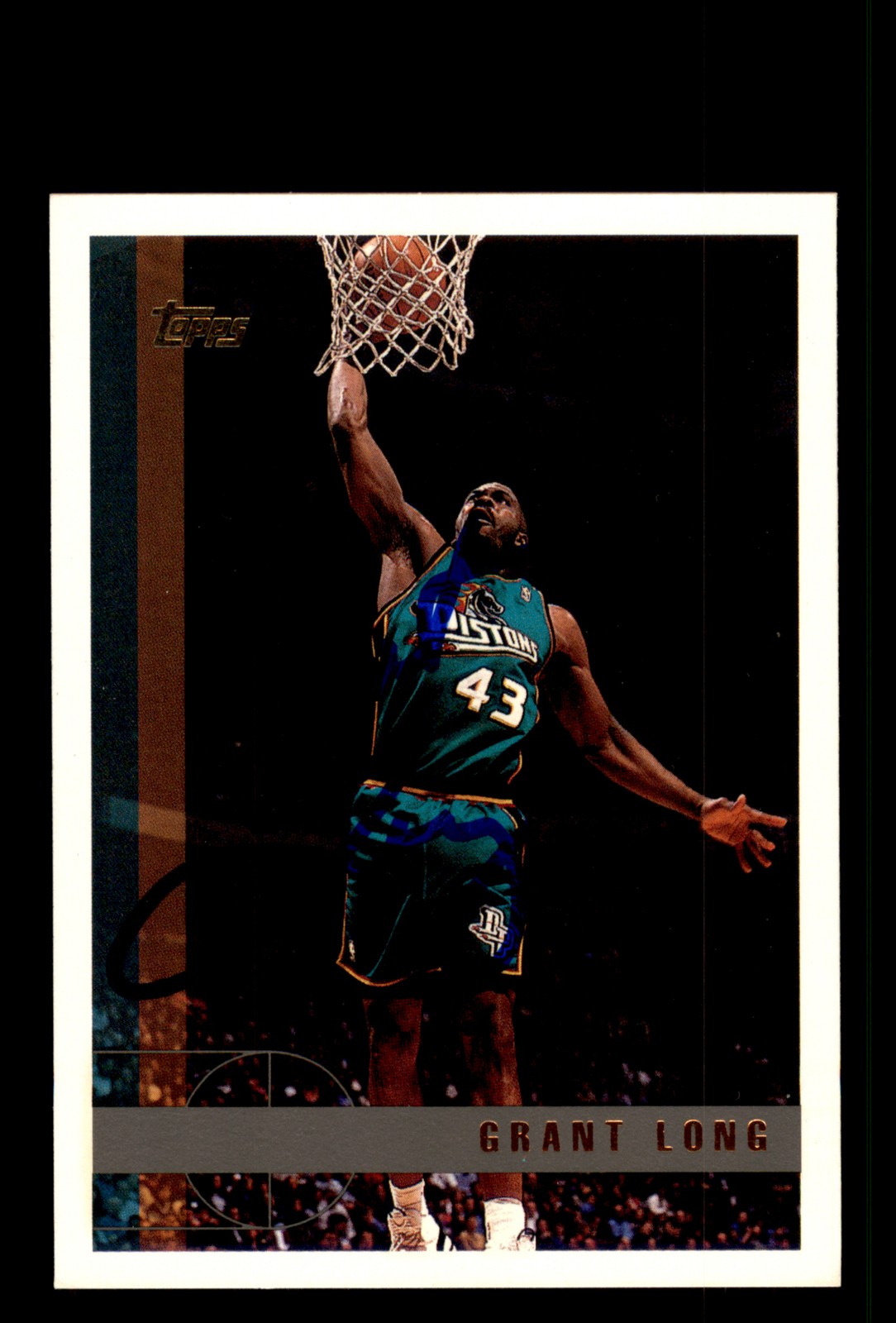 Signed Basketball Card Auto Grant Long 1997-98 Topps #9 Detroit Pistons