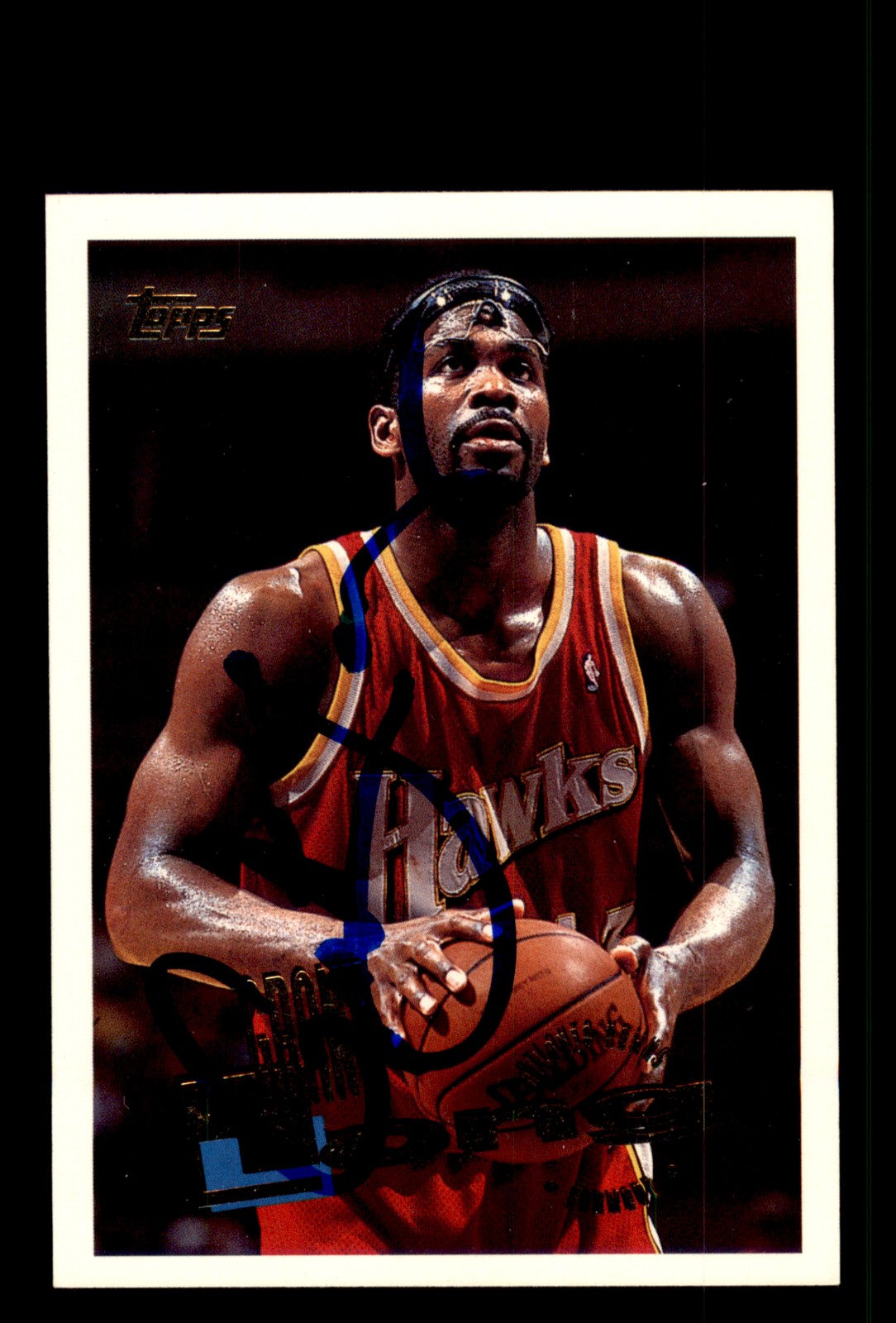 Signed Basketball Card Auto Grant Long 1995-96 Topps #102 Atlanta Hawks