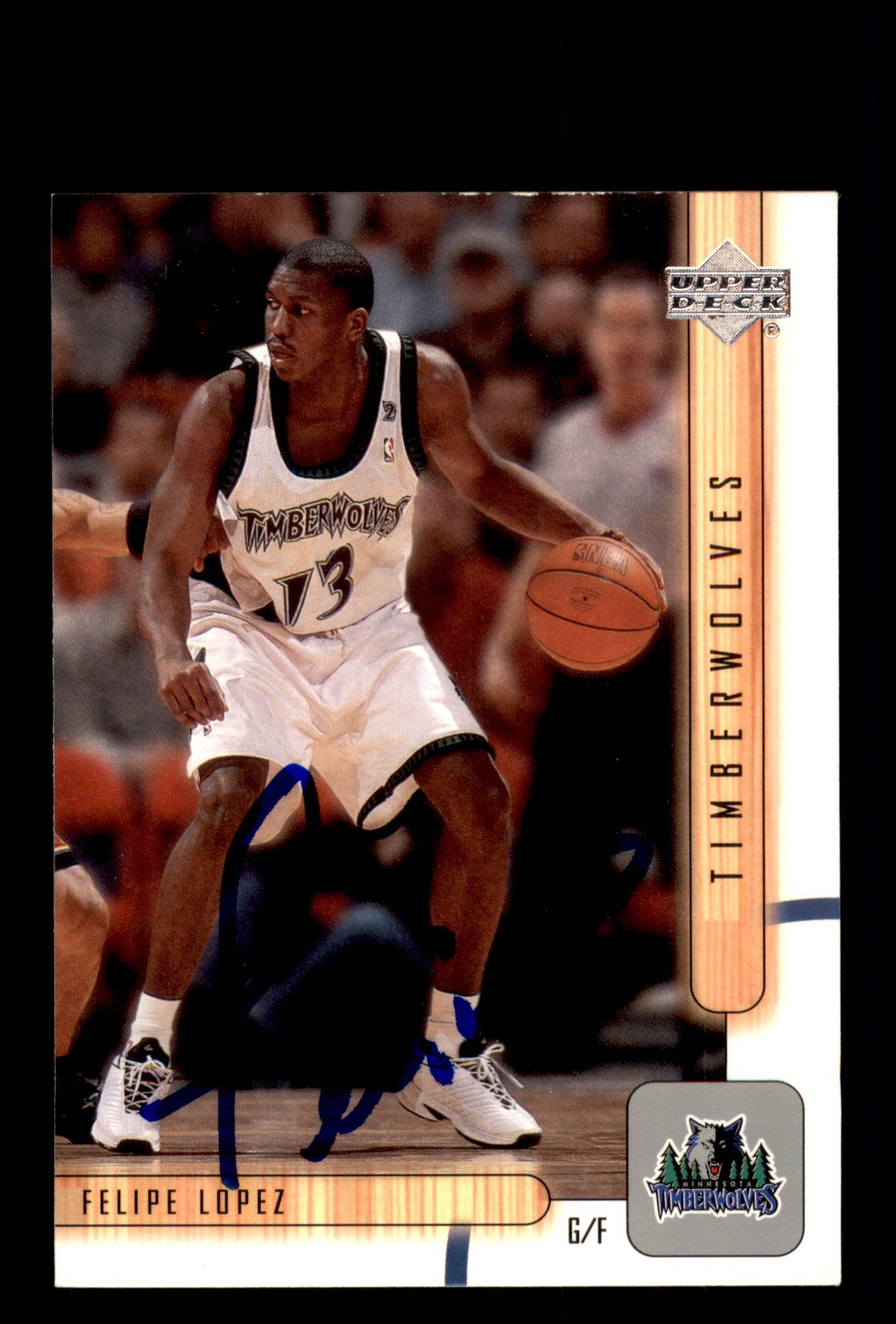 Signed Basketball Card Auto Felipe Lopez 2001-02 Upper Deck #102 Timberwolves