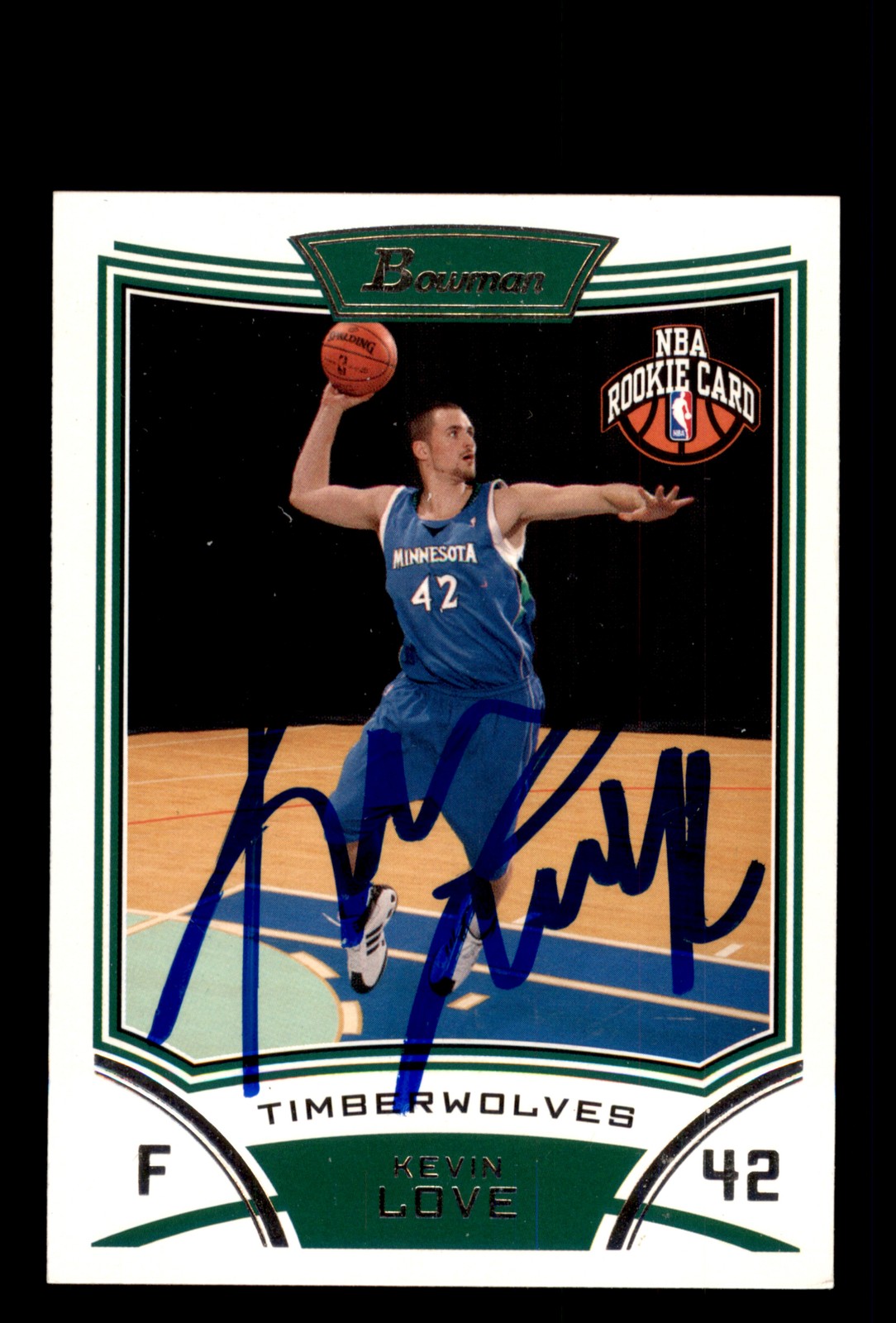 Signed Basketball Card Auto Kevin Love 2008-09 Bowman #115 Timberwolves