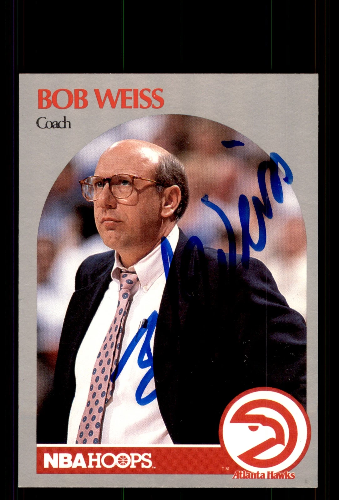 Signed Basketball Card Auto Bob Weiss 1990-91 Hoops #305 Atlanta Hawks