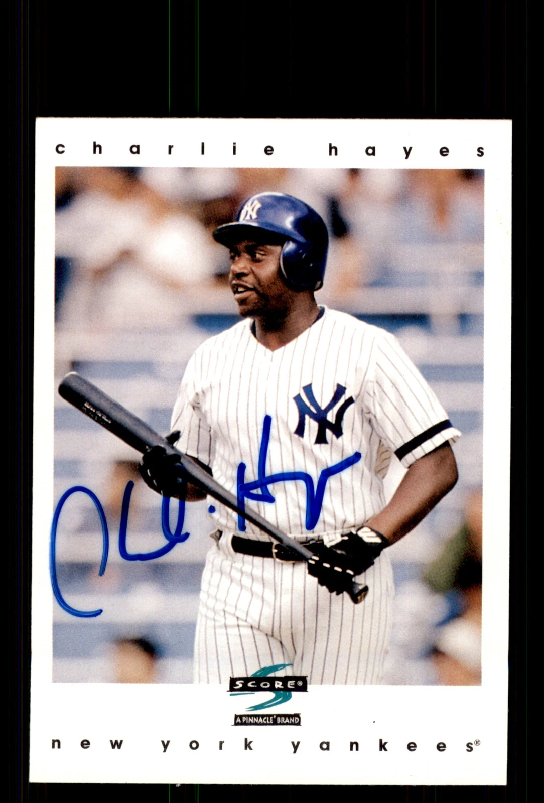 Signed Baseball Card Auto Charlie Hayes 1997 Score #64 New York Yankees