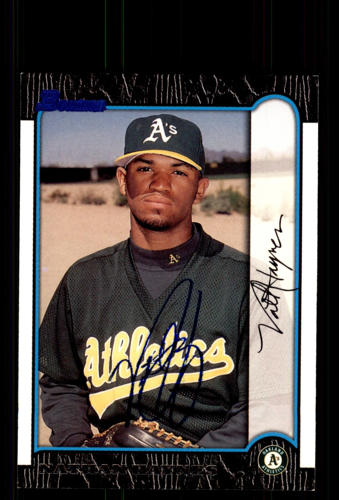 Signed Baseball Card Auto Nathan Haynes 1999 Bowman #137 Oakland Athletics