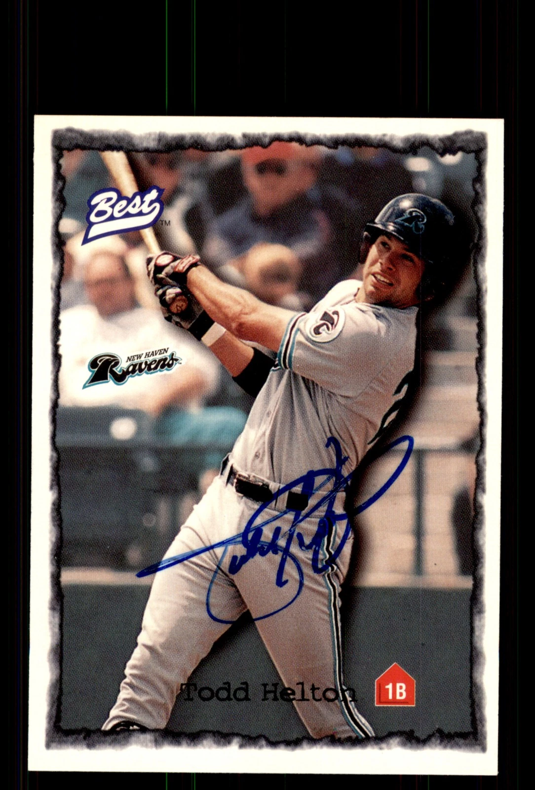 Signed Baseball Card Auto Todd Helton 1997 Best #9 New Haven Ravens