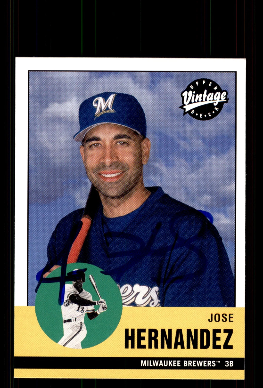 Signed Baseball Card Auto Jose Hernandez 2001 Upper Deck Vintage #192 Brewers
