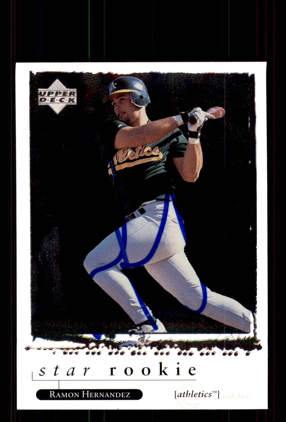 Signed Baseball Card Auto Ramon Hernandez 1998 Upper Deck #565 Oakland Athletics