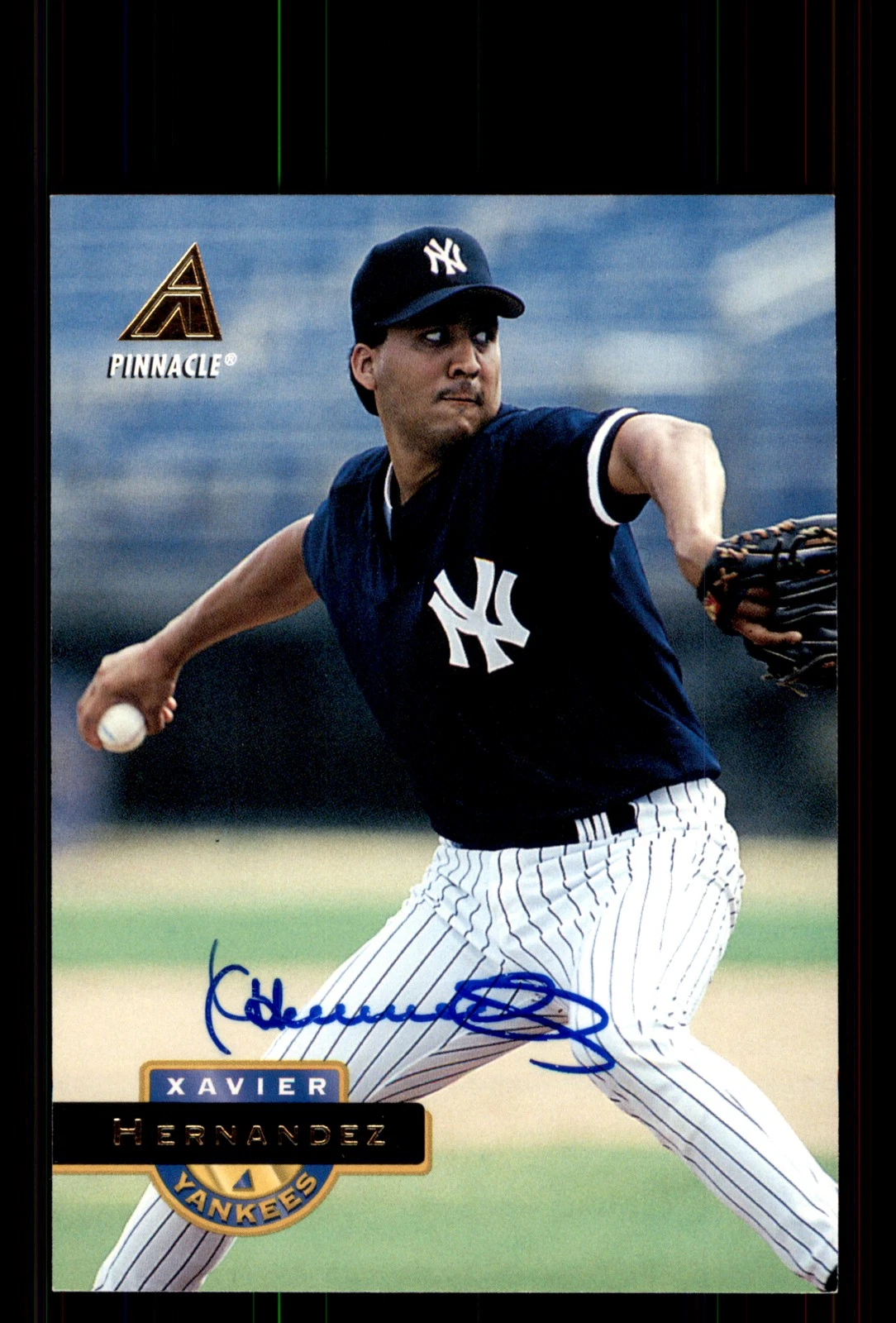 Signed Baseball Card Auto Xavier Hernandez 1994 Pinnacle #471 New York Yankees
