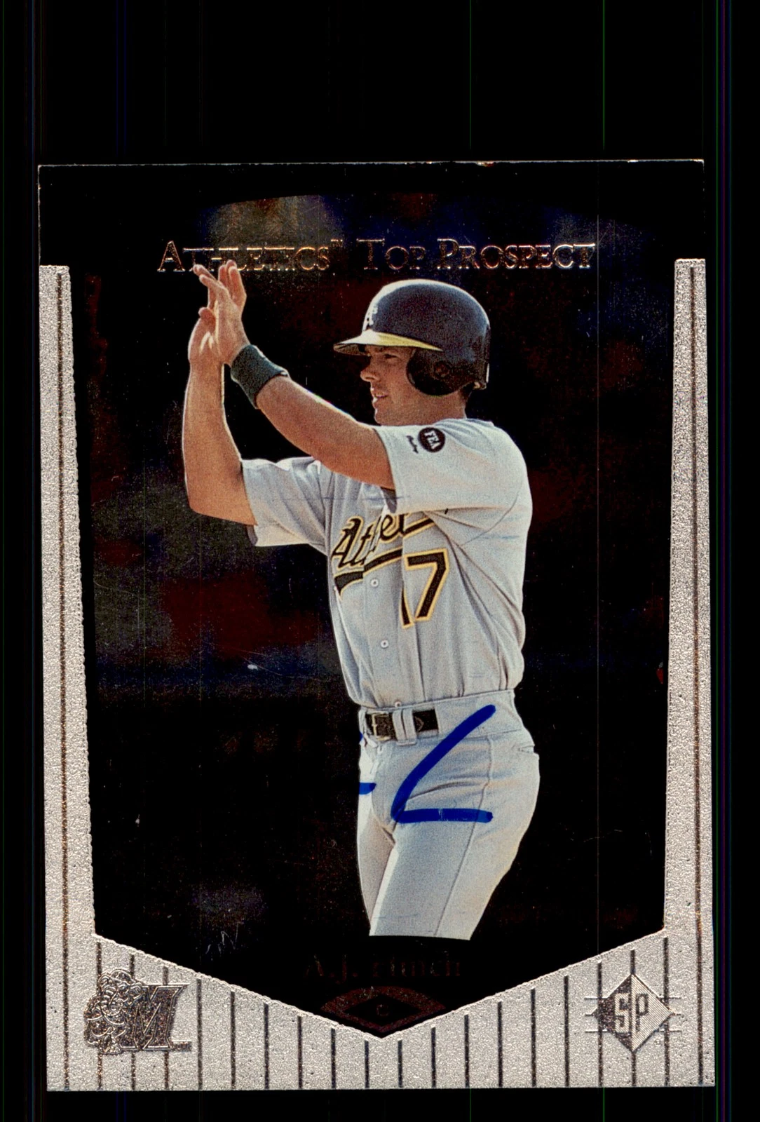 Signed Baseball Card Auto A.J. Hinch 1998 SP Top Prospects #92