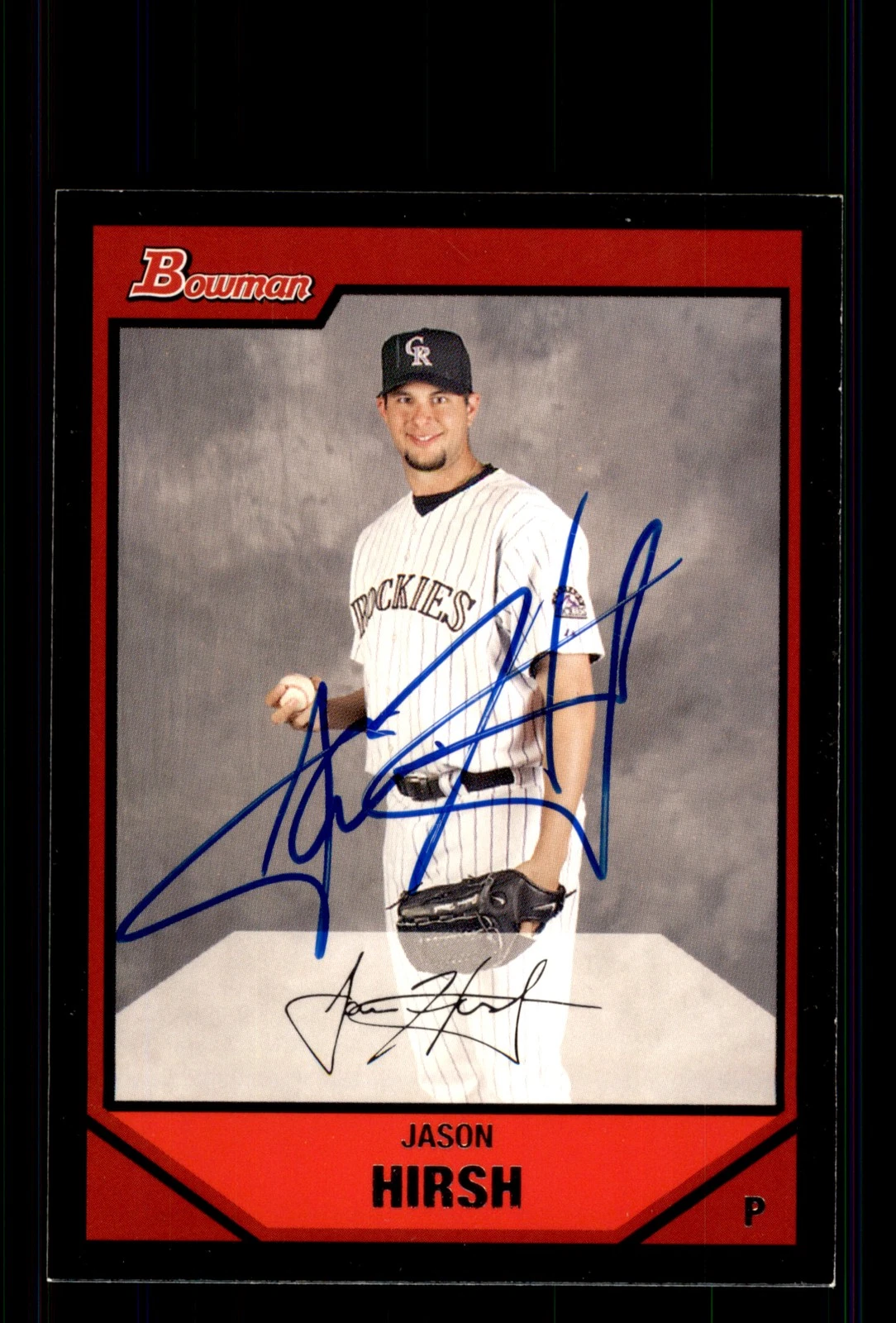 Signed Baseball Card Auto Jason Hirsh 2007 Bowman #19 Colorado Rockies