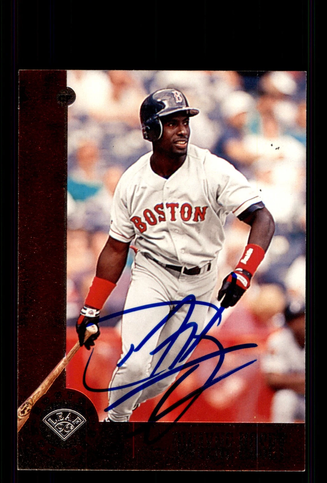 Signed Baseball Card Auto Dwayne Hosey 1996 Leaf #32 Boston Red Sox