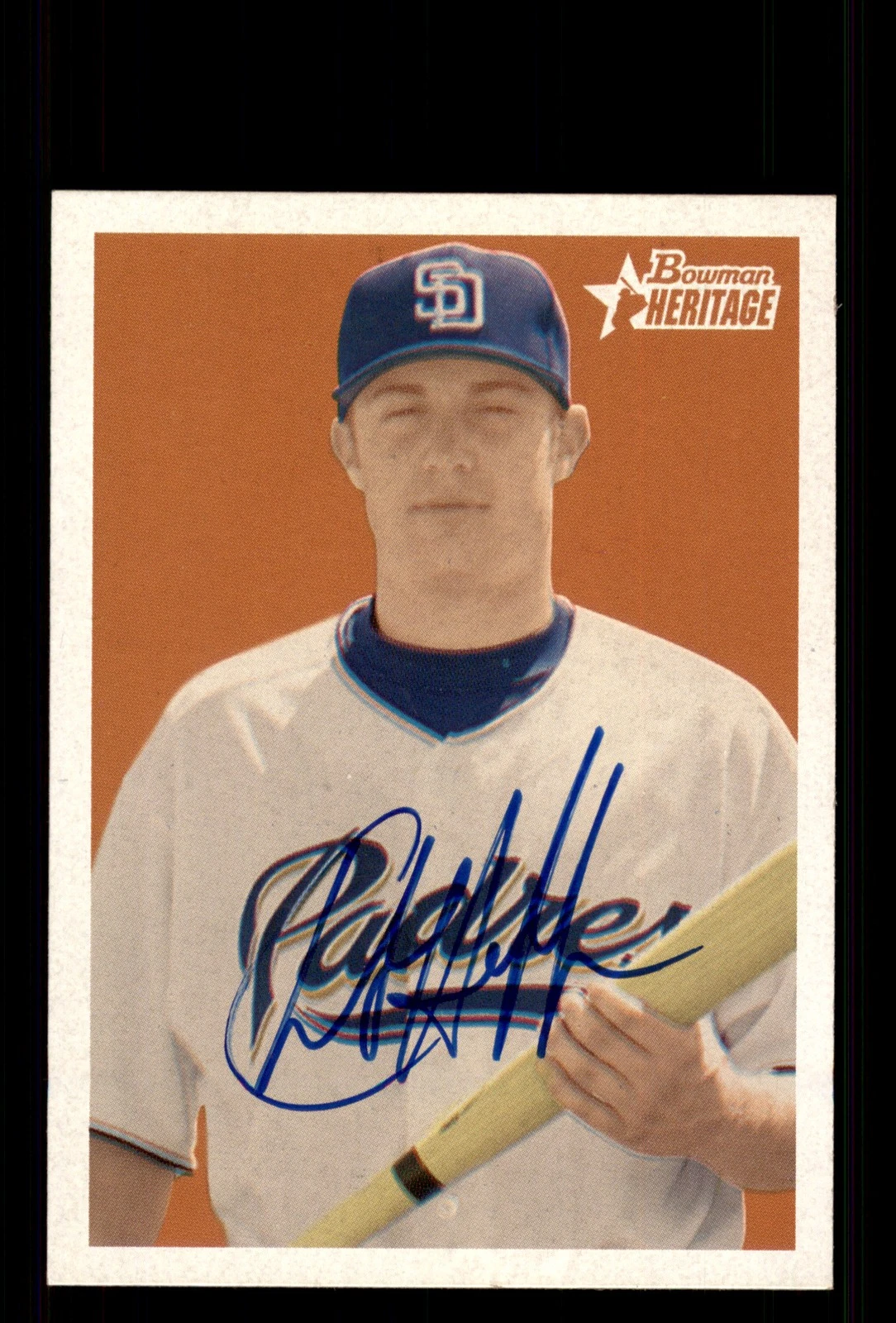 Signed Baseball Card Auto Chad Huffman 2006 Bowman Heritage #BHP95 Padres