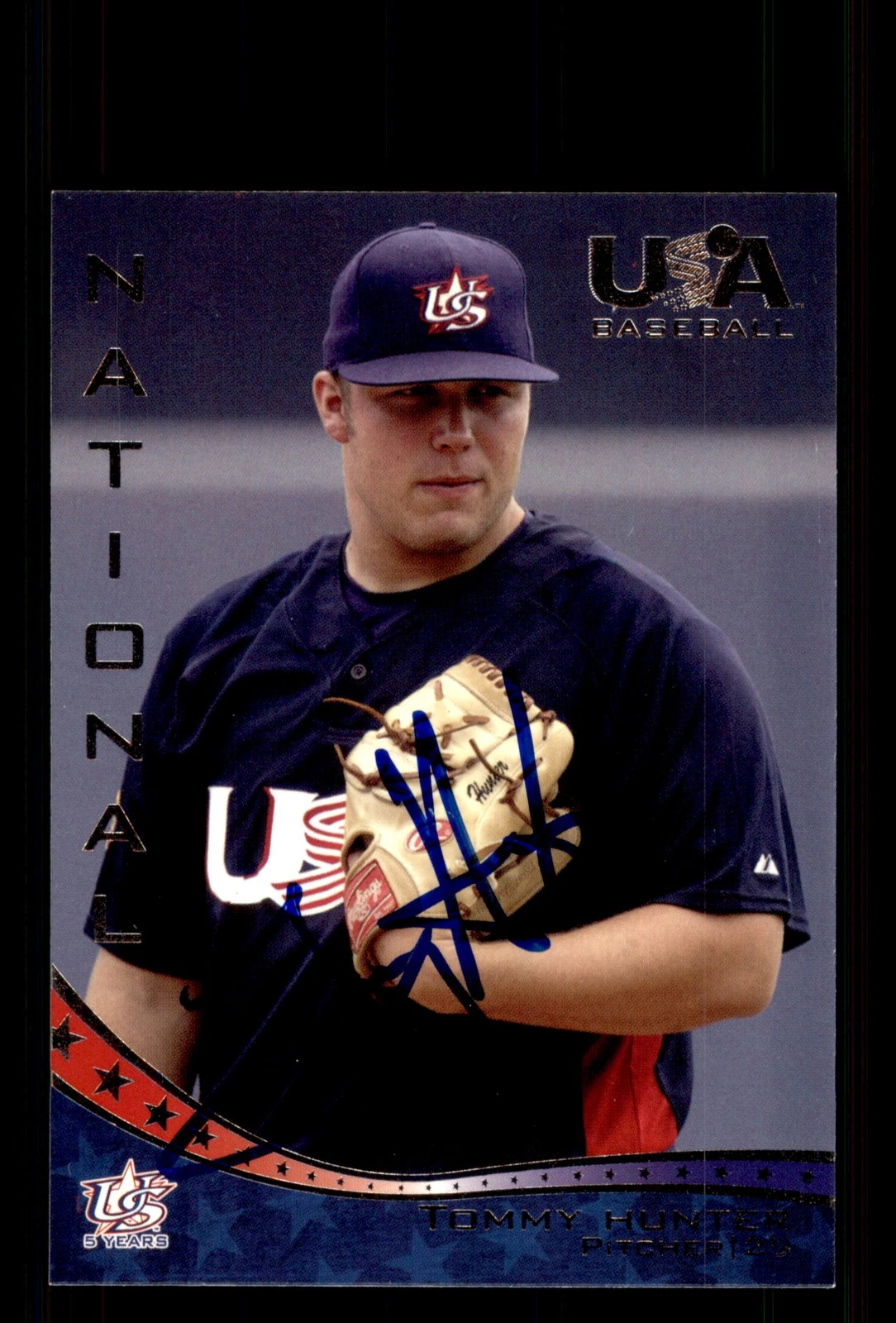 Signed Baseball Card Auto Tommy Hunter 2006-07 USA Baseball Box Set #16