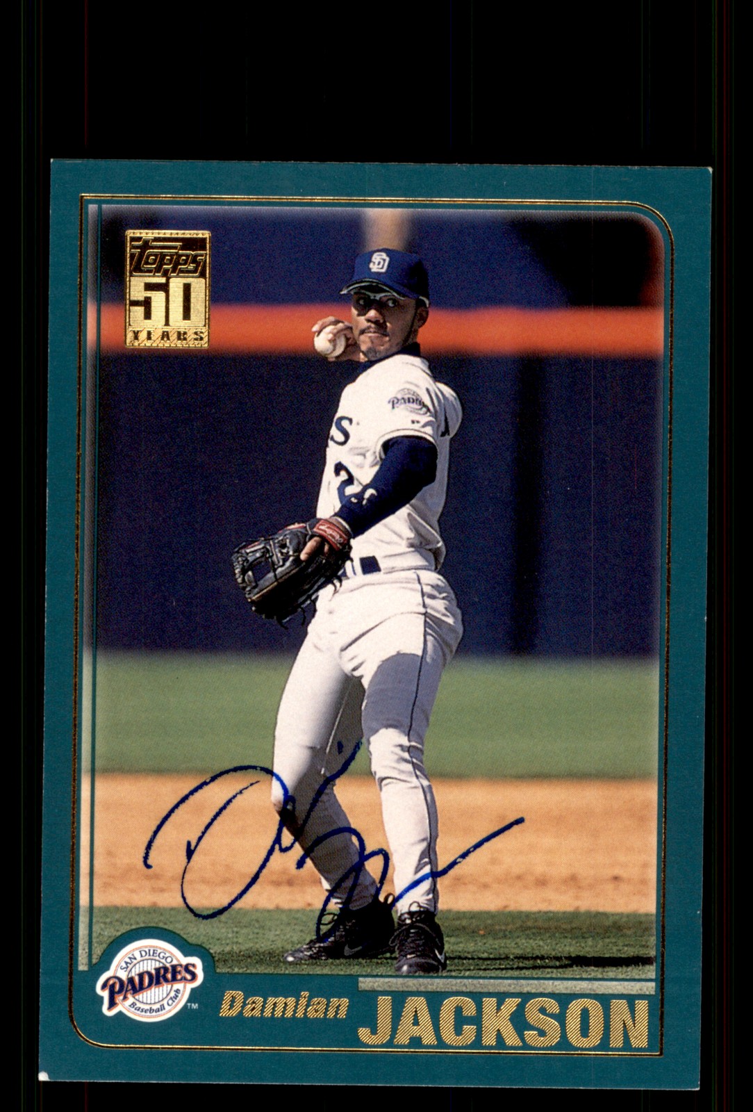 Signed Baseball Card Auto Damian Jackson 2001 Topps #239 San Diego Padres