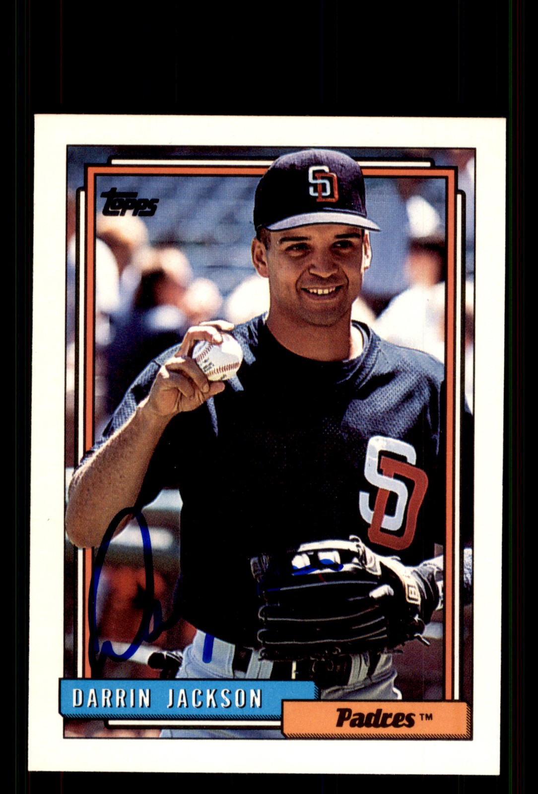 Signed Baseball Card Auto Darrin Jackson 1992 Topps #88 San Diego Padres