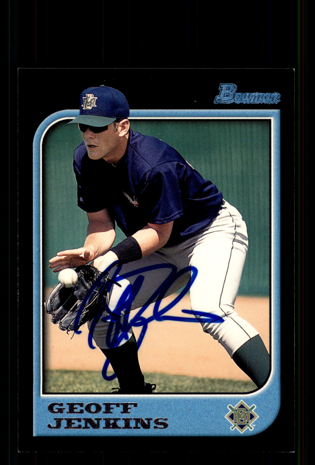 Signed Baseball Card Auto Geoff Jenkins 1997 Bowman #188 Milwaukee Brewers