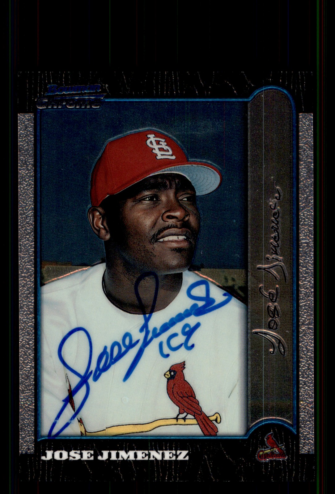 Signed Baseball Card Auto Jose Jimenez 1999 Bowman Chrome #381 Cardinals