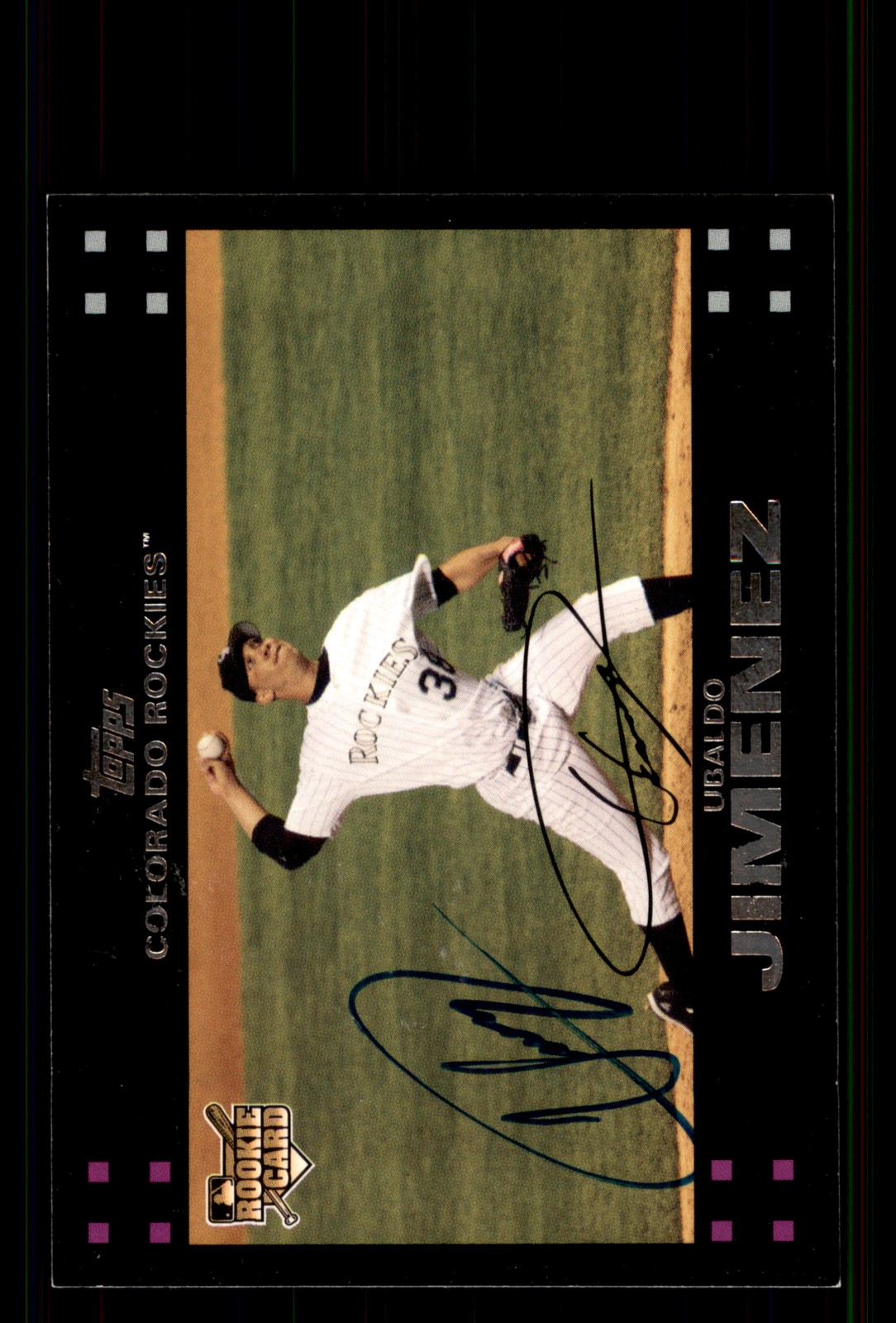 Signed Baseball Card Auto Ubaldo Jimenez 2007 Topps #296 Colorado Rockies